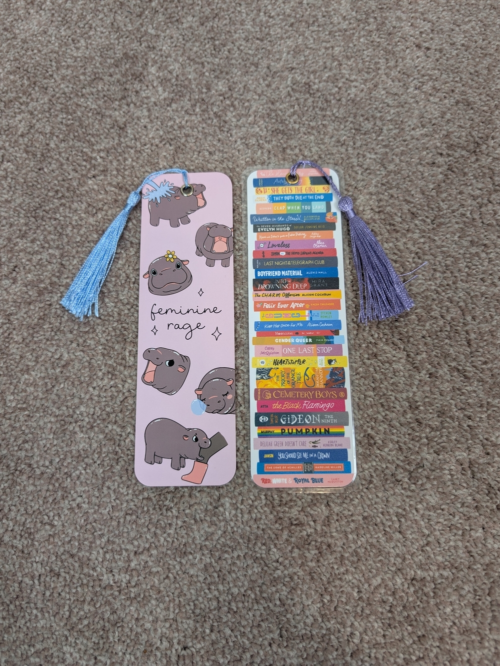 (2) Moo Deng Hippo/LGBTQ Books Bookmarks!
